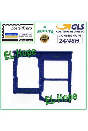 Slot Cart Fach Halter Nano SIM Micro SD für Samsung Galaxy A40 SM-A405F Blau